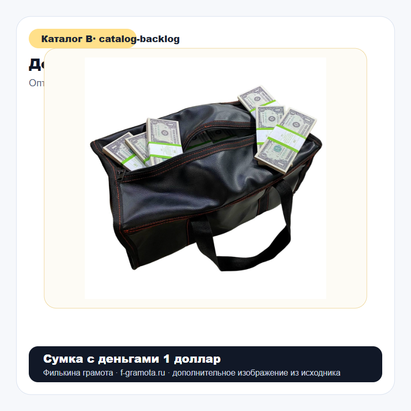 Сумка с деньгами 1 доллар - catalog