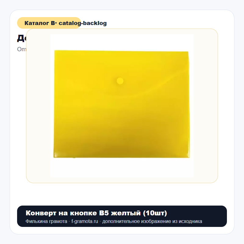 Конверт на кнопке В5 желтый (10шт) - catalog