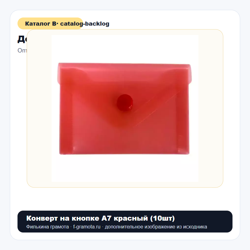 Конверт на кнопке А7 красный (10шт) - catalog