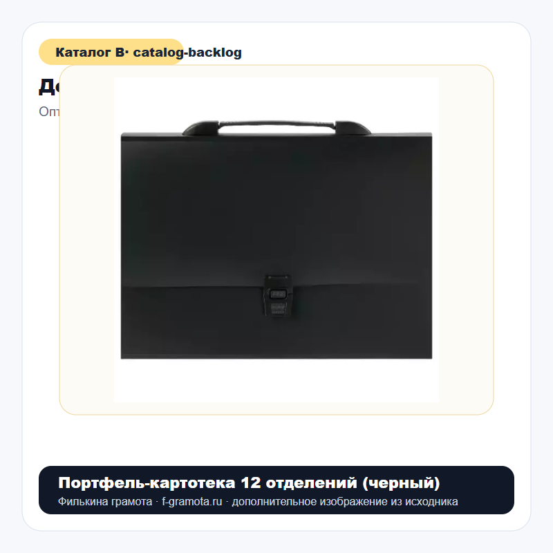 Портфель-картотека 12 отделений (черный) - catalog