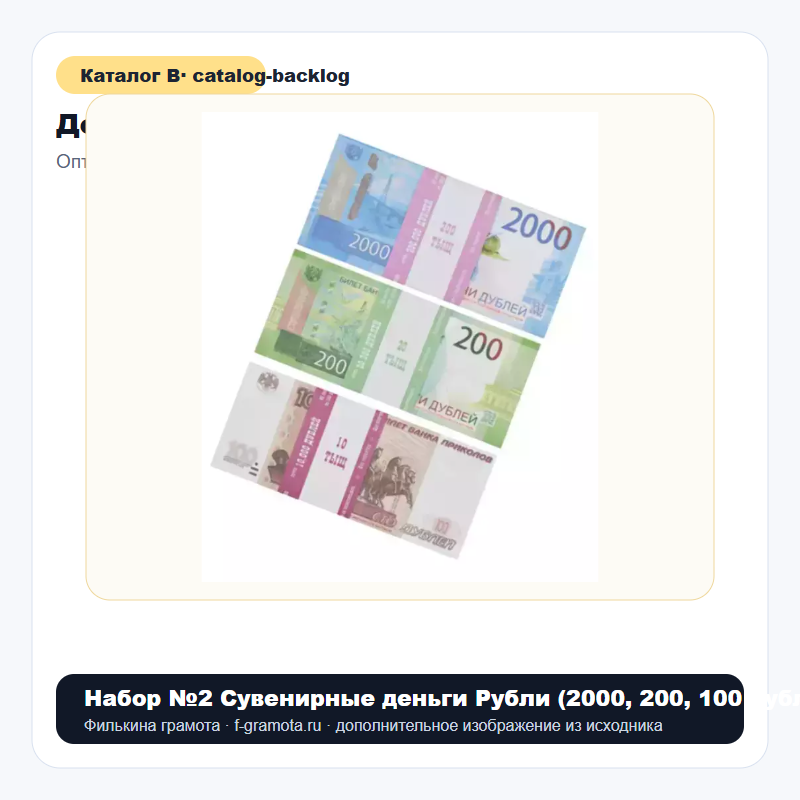 Набор №2 Сувенирные деньги Рубли (2000, 200, 100 рублей) - catalog