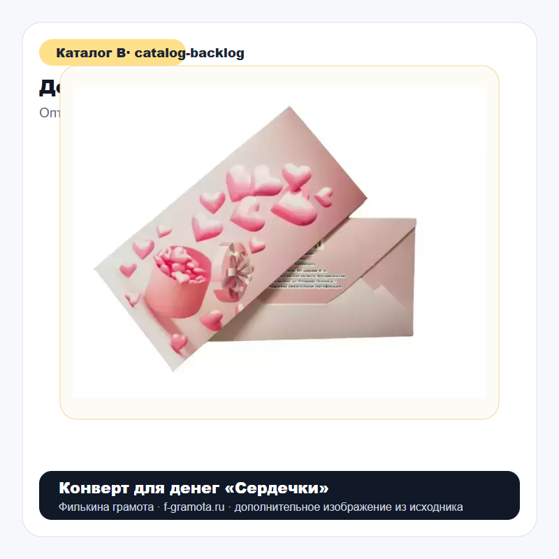 Конверт для денег «Сердечки» - catalog