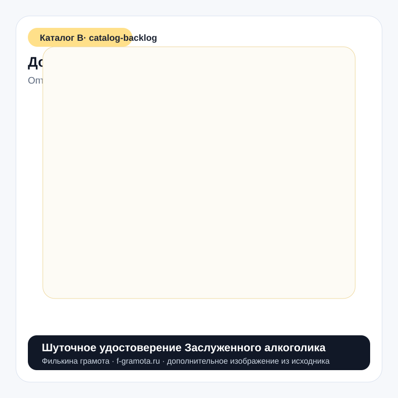 Шуточное удостоверение Заслуженного алкоголика - catalog