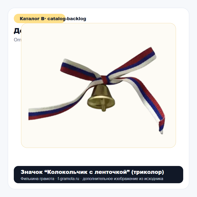 Значок “Колокольчик с ленточкой” (триколор) - catalog