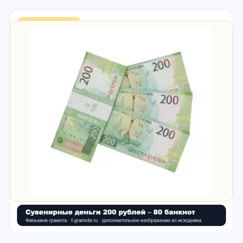 Сувенирные деньги 200 рублей – 80 банкнот - closeup