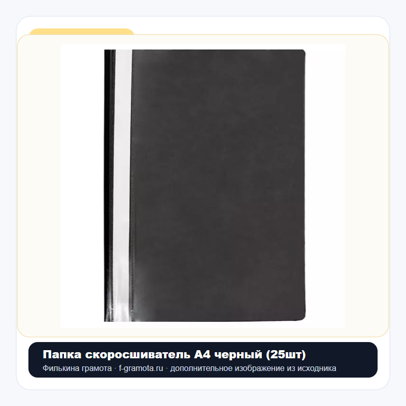 Папка скоросшиватель А4 черный (25шт) - closeup