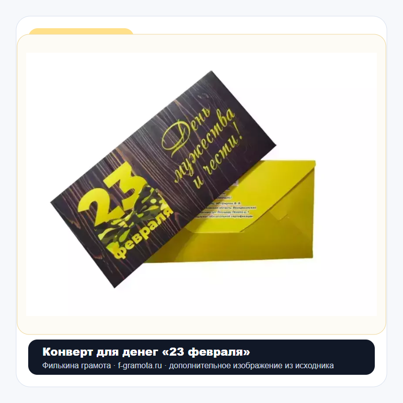 Конверт для денег «23 февраля» - closeup