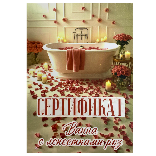 Свадебный диплом, Сертификат на ванну с лепестками роз (папка адресная 21 × 15 × 0,4 см)