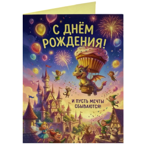 Открытка детская с ДР  (дракон)