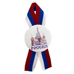 начок "Россия" (храм) металл с лентой