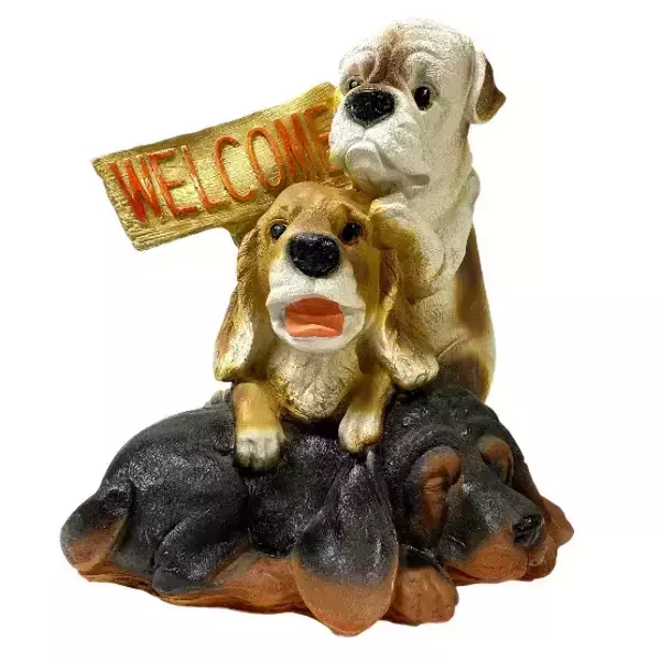Садовая фигура "Щенки с табличкой WELCOME"