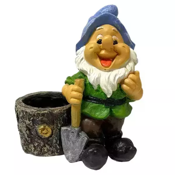 Садовая фигура "Гном у пенька с лопатой"