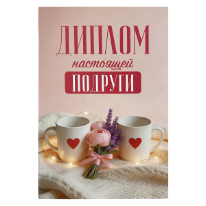 Диплом Настоящей подруги (папка адресная 15 х 11 х 0,4 см)