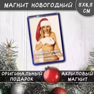 Магнит “Люблю 3 вещи: Новый год, тебя, очень”