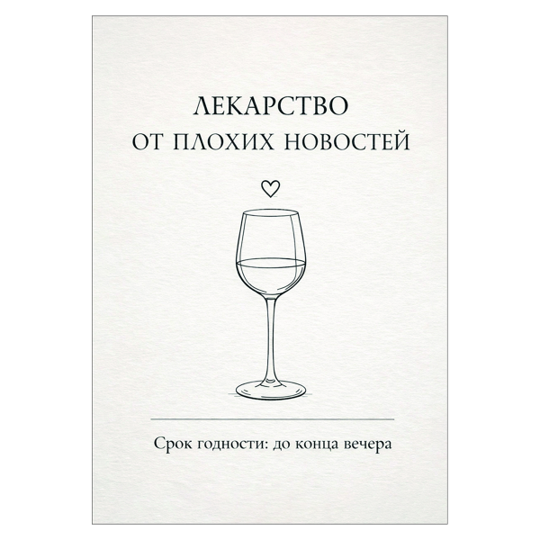 Наклейка на бутылку "Лекарство от плохих новостей" (12 шт)