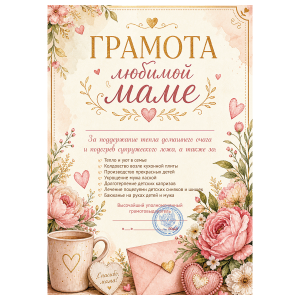 Грамота Любимая мама