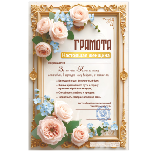 Грамота Настоящая женщина