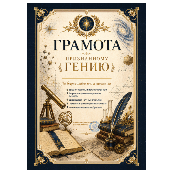 Грамота Признанный гений
