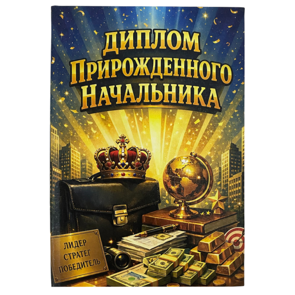 Диплом Прирожденного начальника (папка адресная 15 × 11 × 0,4 см)