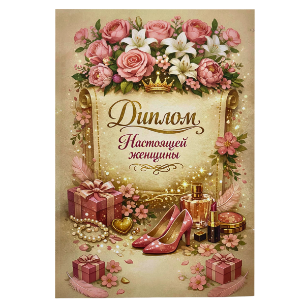 Диплом Настоящей женщины (папка адресная 15 х 11 х 0,4 см)