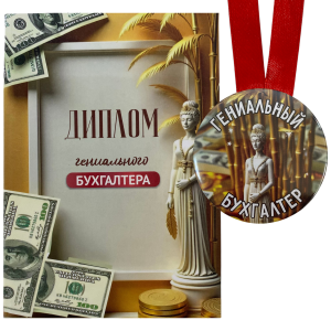 Диплом Гениального бухгалтера + Медаль Гениальный бухгалтер