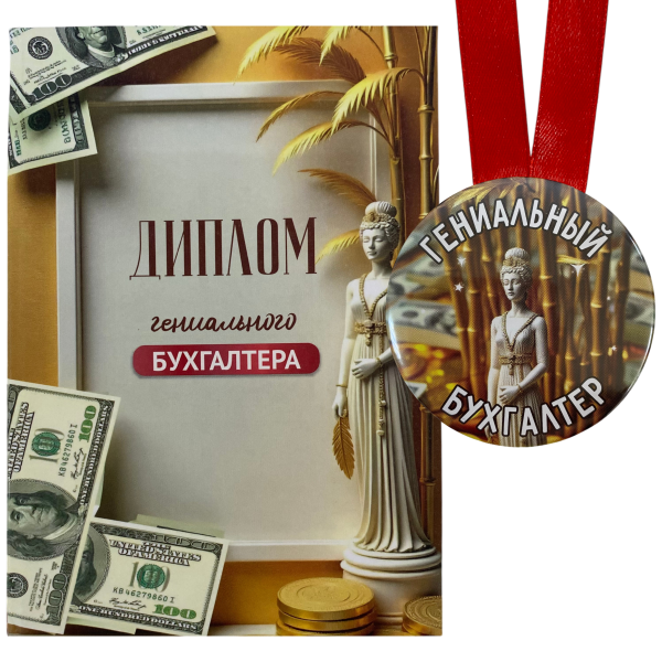Диплом Гениального бухгалтера + Медаль Гениальный бухгалтер