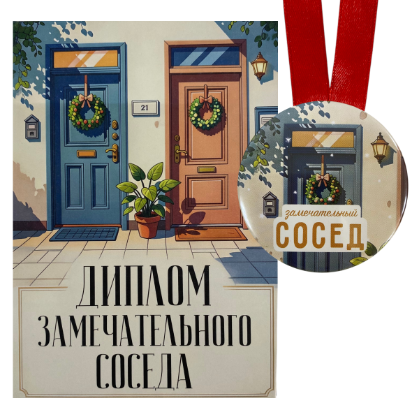 Диплом Замечательного соседа + Медаль Замечательный сосед