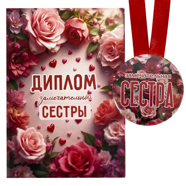 Диплом Замечательной сестры + Медаль Замечательная сестра