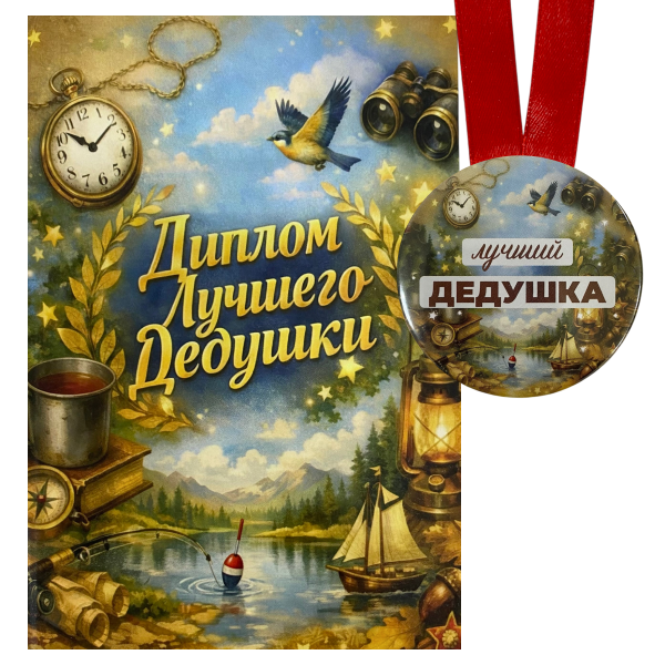 Диплом Лучшего дедушки + Медаль Лучший дедушка
