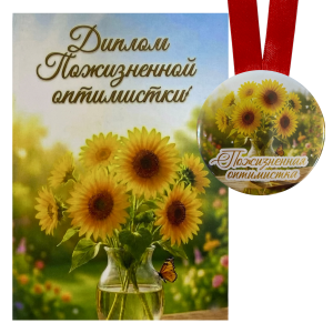 Диплом Пожизненной оптимистки + Медаль Пожизненная Оптимистка