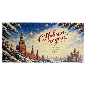Конверт для денег «С Новым годом» №6 — Кремль, лицевая сторона
