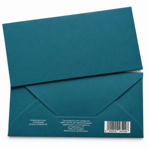 Однотонный бирюзовый конверт для денег — лицевая и оборотная стороны