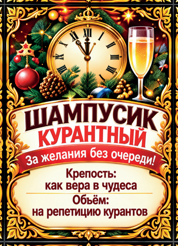 Наклейки на бутылку «Шампусик курантный», комплект 12 шт.