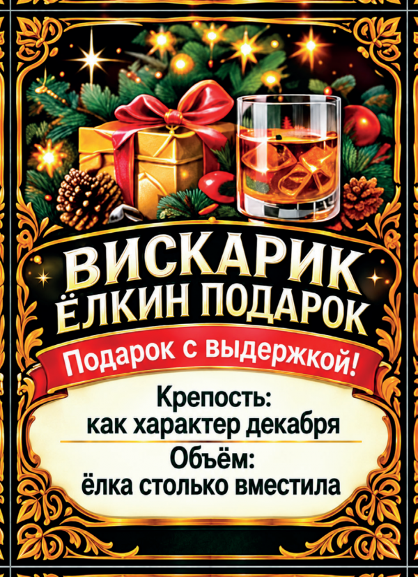 Наклейки на бутылку «Вискарик ёлкин подарок», комплект 12 шт.