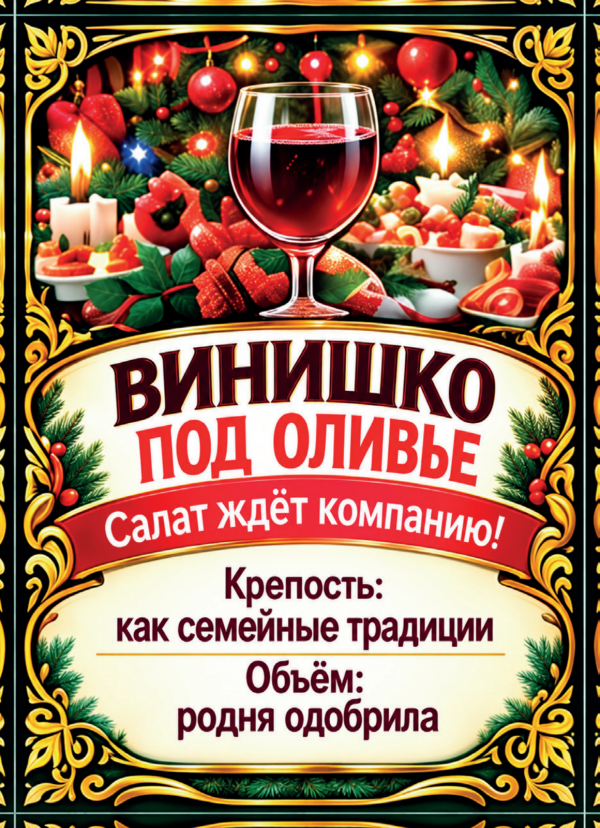 Наклейки на бутылку «Винишко под оливье», комплект 12 шт.