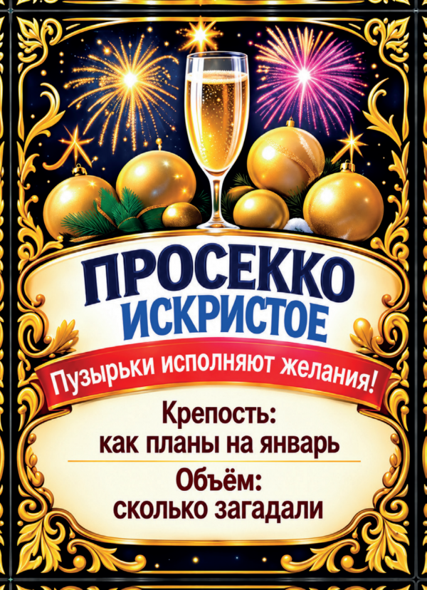 Наклейки на бутылку «Просекко искристое», комплект 12 шт.