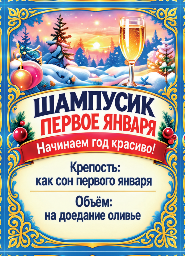 Наклейки на бутылку «Шампусик первое января», комплект 12 шт.