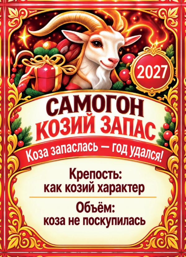 Наклейки на бутылку «Самогон козий запас», комплект 12 шт.