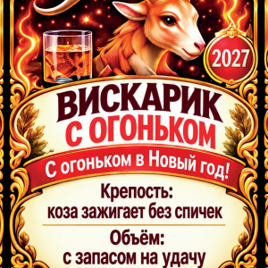 Наклейки на бутылку «Вискарик с огоньком» — дизайн этикетки