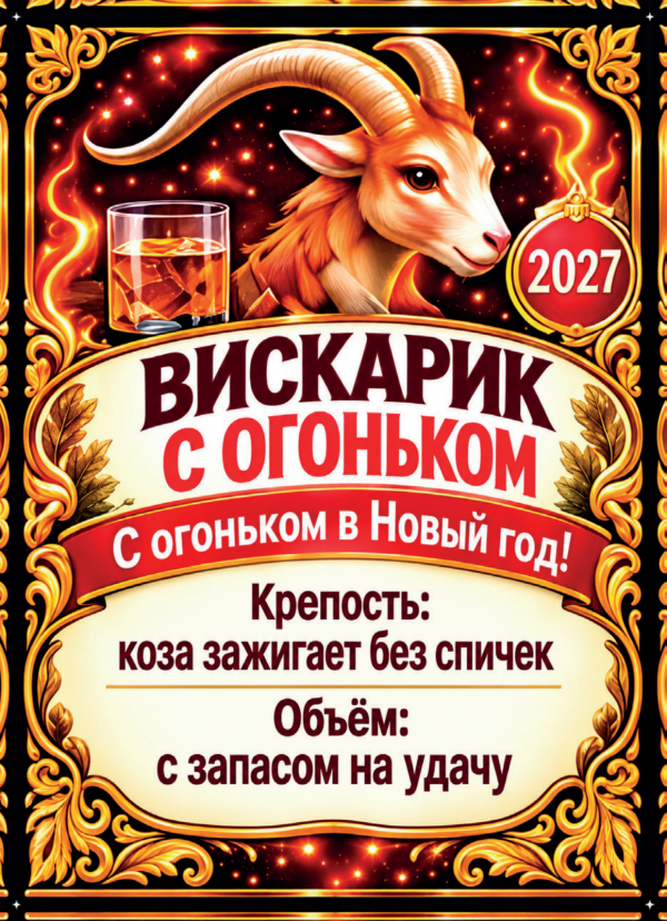 Наклейки на бутылку «Вискарик с огоньком», комплект 12 шт.
