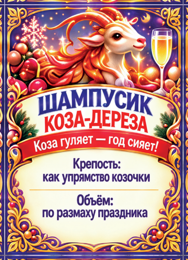 Наклейки на бутылку «Шампусик коза-дереза», комплект 12 шт.