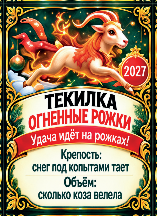 Наклейки на бутылку «Текилка огненные рожки», комплект 12 шт.