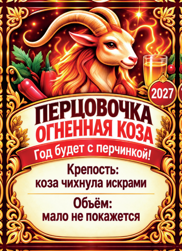 Наклейки на бутылку «Перцовочка огненная коза», комплект 12 шт.